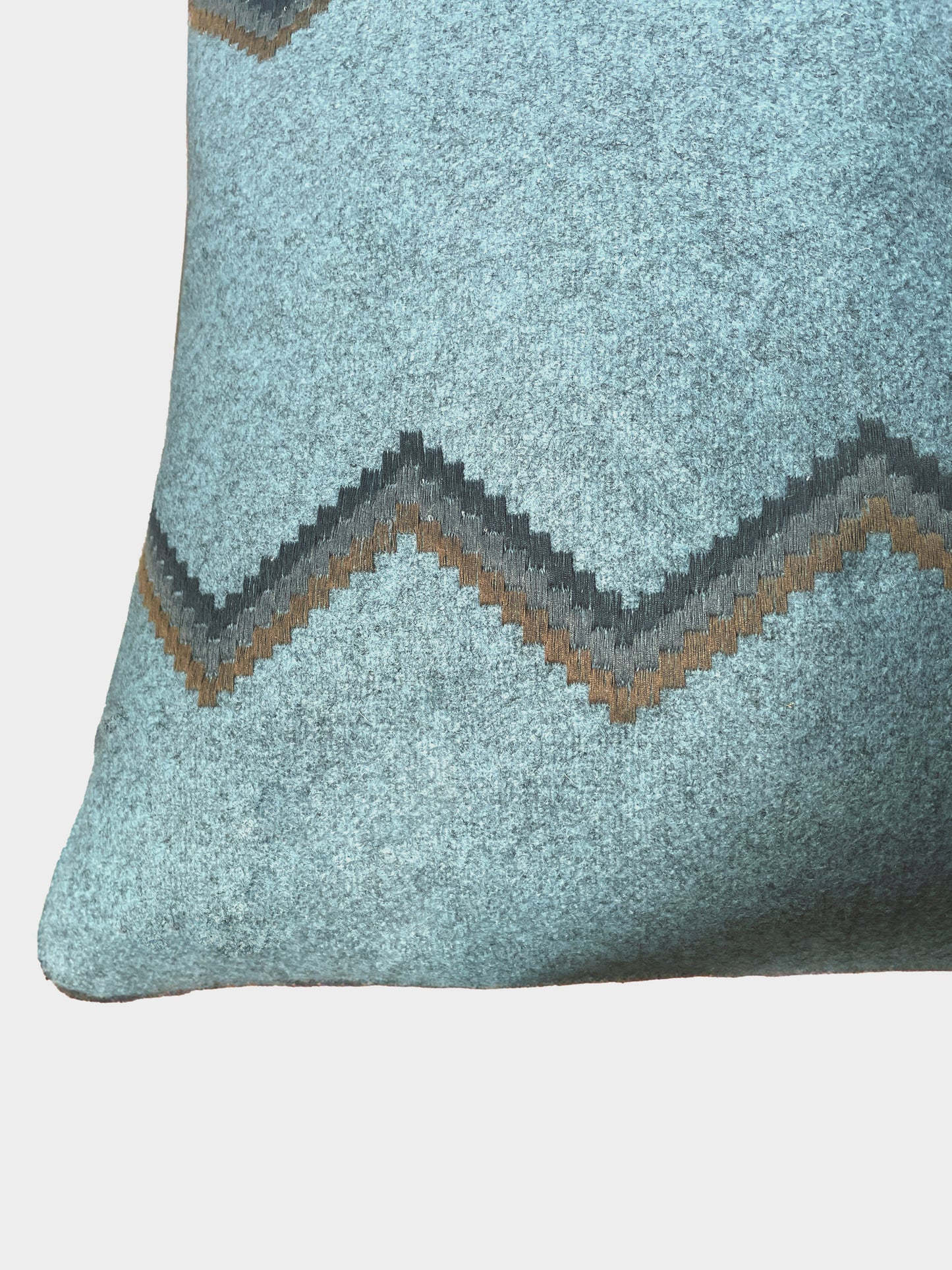 Cuscino Lana Melange ricamo Chevron - Pronta Consegna