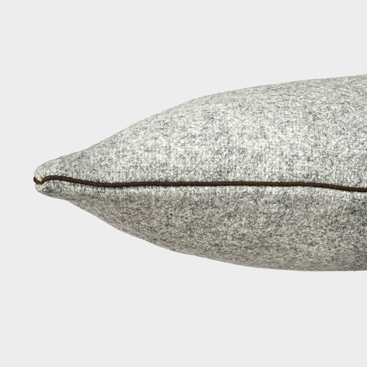 Melange wool cushion with fir embroidery