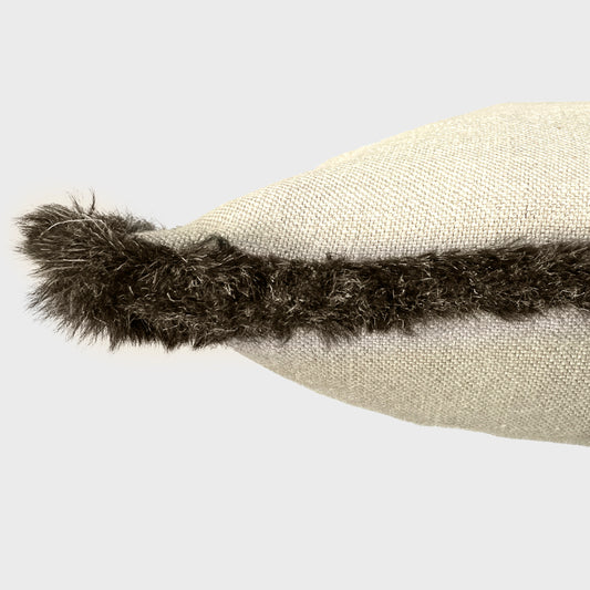 Melange wool cushion with fir embroidery