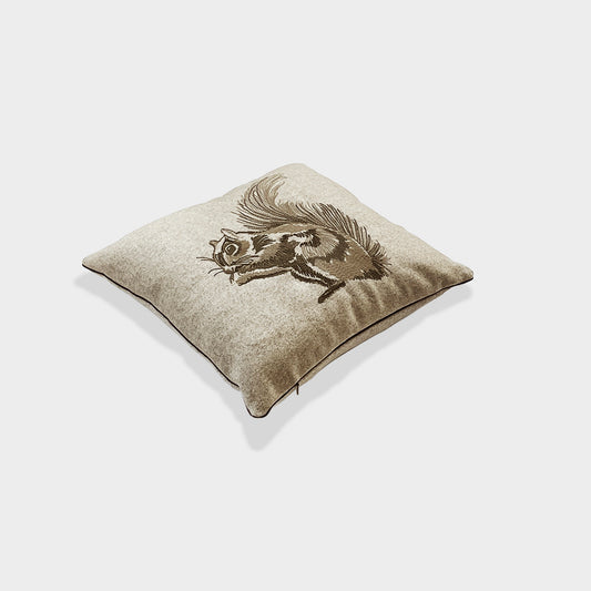 Melange wool cushion with embroidery coll. Squirrel PORTRAITS