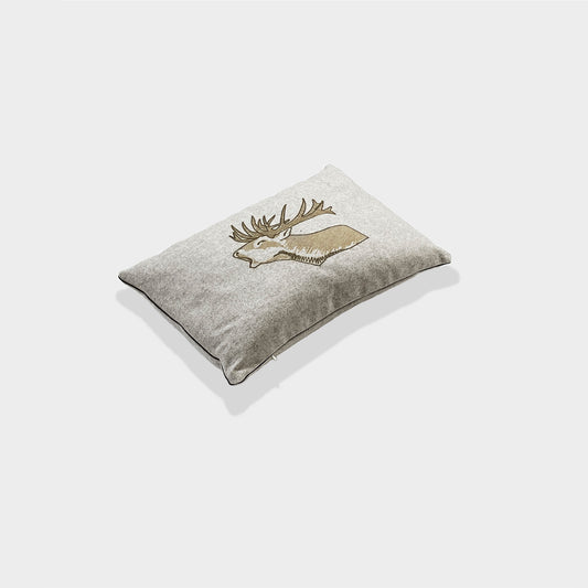 Melange wool cushion with embroidery coll. PORTRAITS Screaming deer