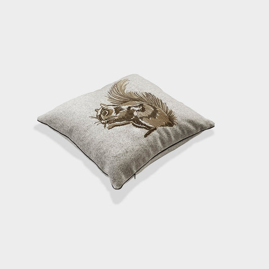 Melange wool cushion with embroidery coll. Squirrel PORTRAITS