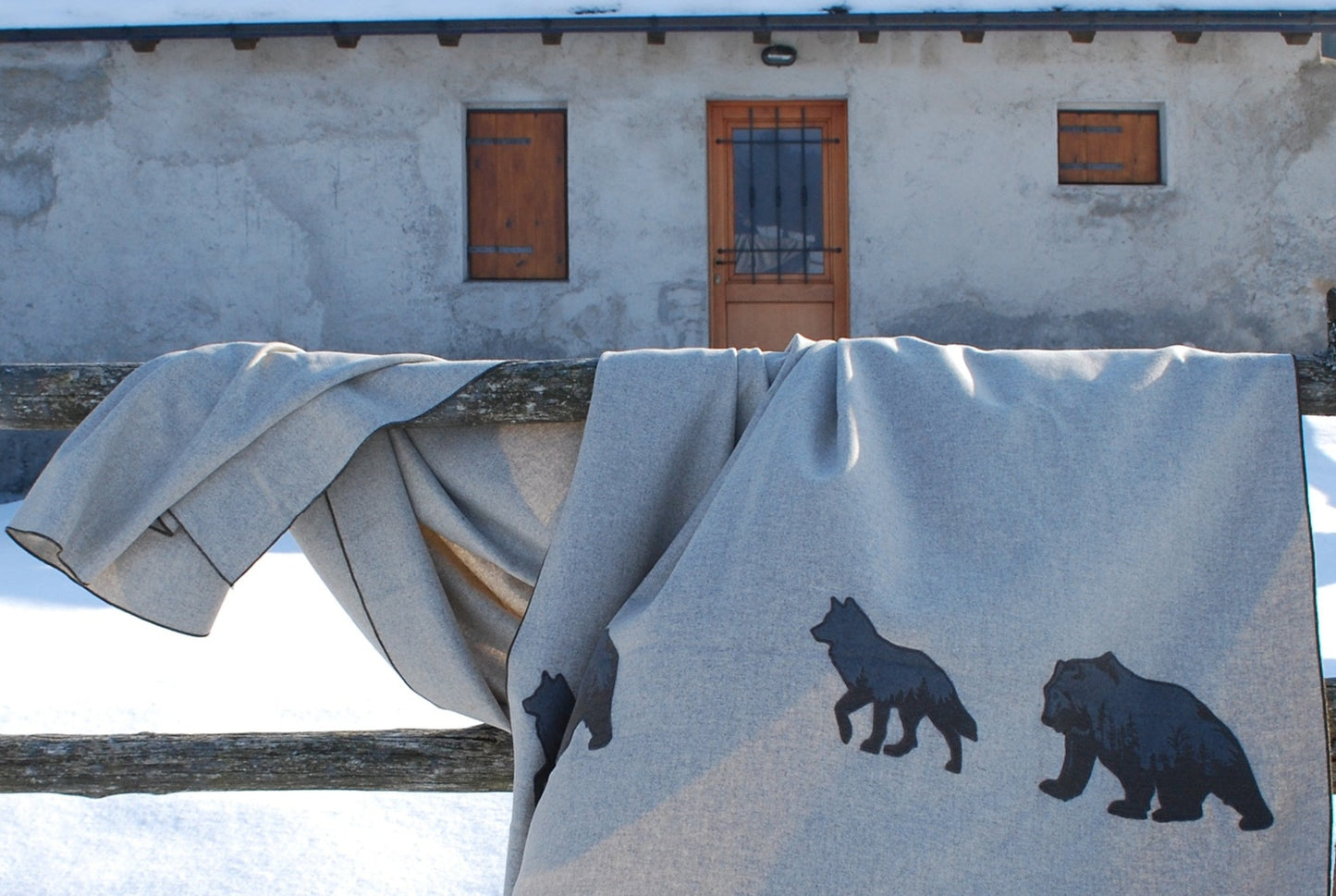 Rideau en laine mélangée Loup et Ours