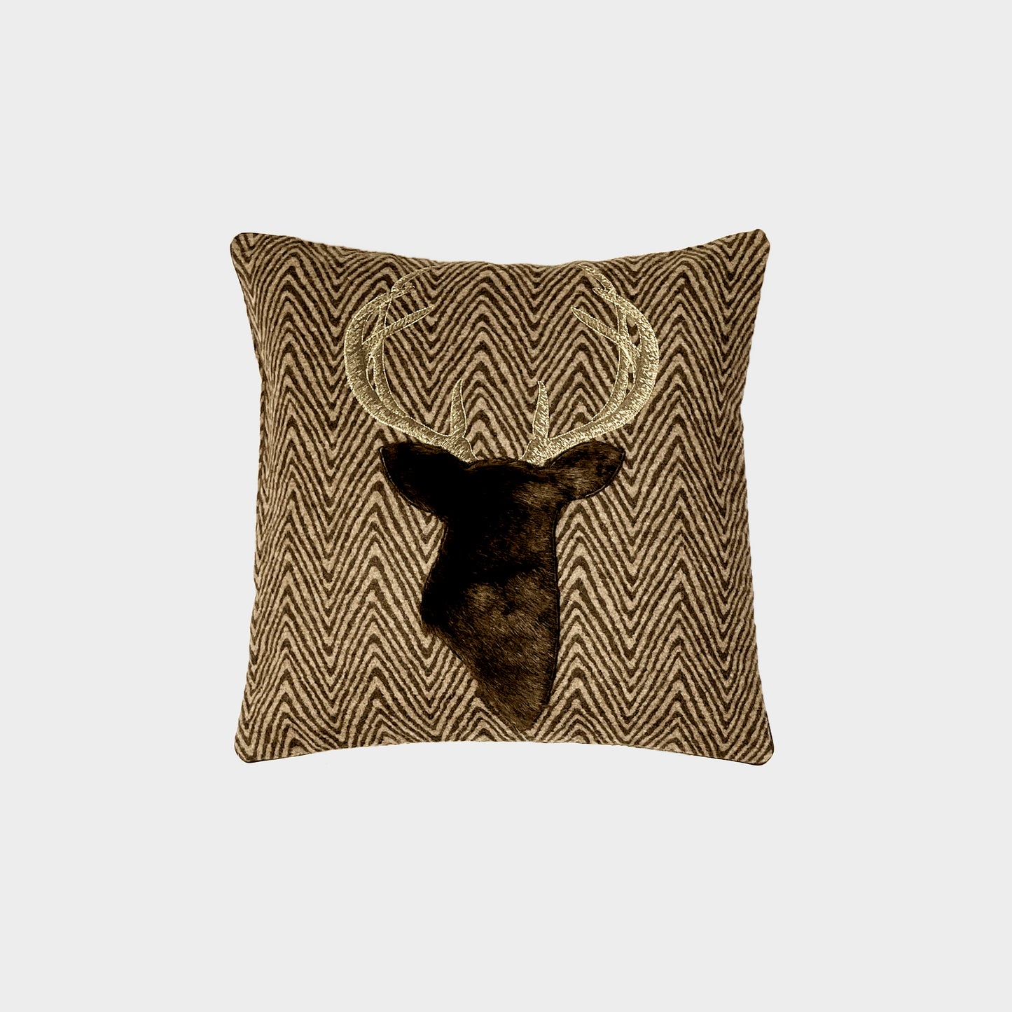 Cuscino lana melange Onda ricamo Cervo pelliccia