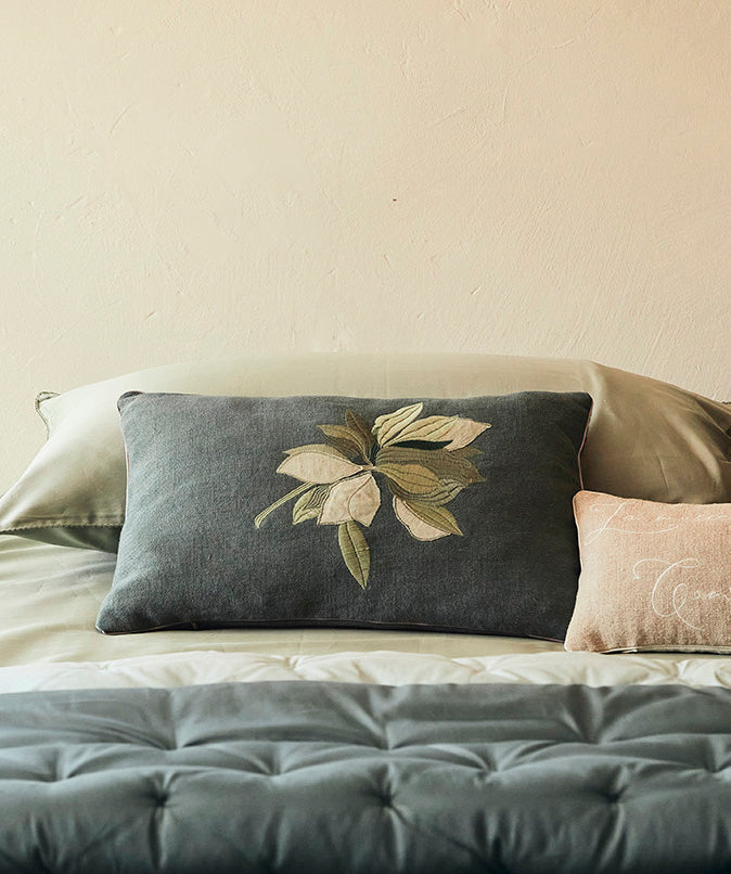 Magnolia embroidery cushion