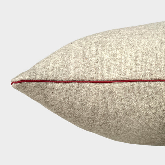 Melange wool cushion with trampoline embroidery