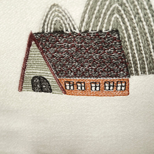 Eco-fur cushion with Villabassa embroidery