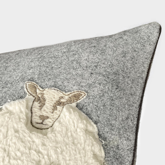 Melange wool sheep cushion