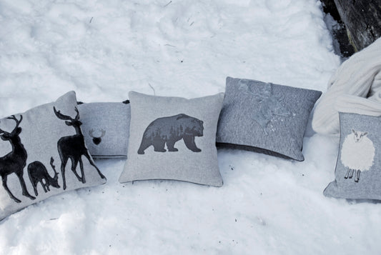 Melange Wool Bear Cushion