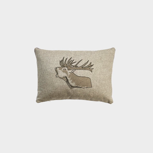 Melange wool cushion with embroidery coll. PORTRAITS Screaming deer