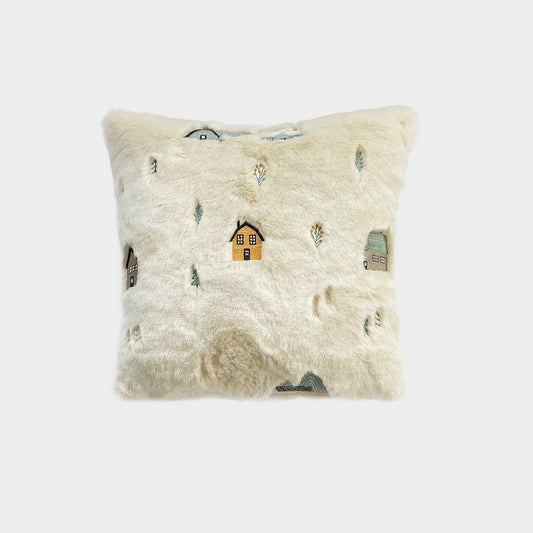 Eco-fur cushion with Villabassa embroidery