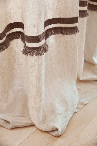 Linen curtain with fringe