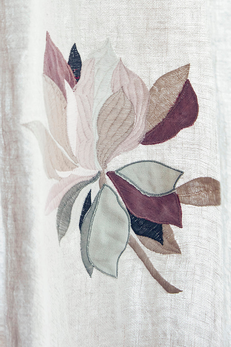 Tenda lino ricamo Magnolia