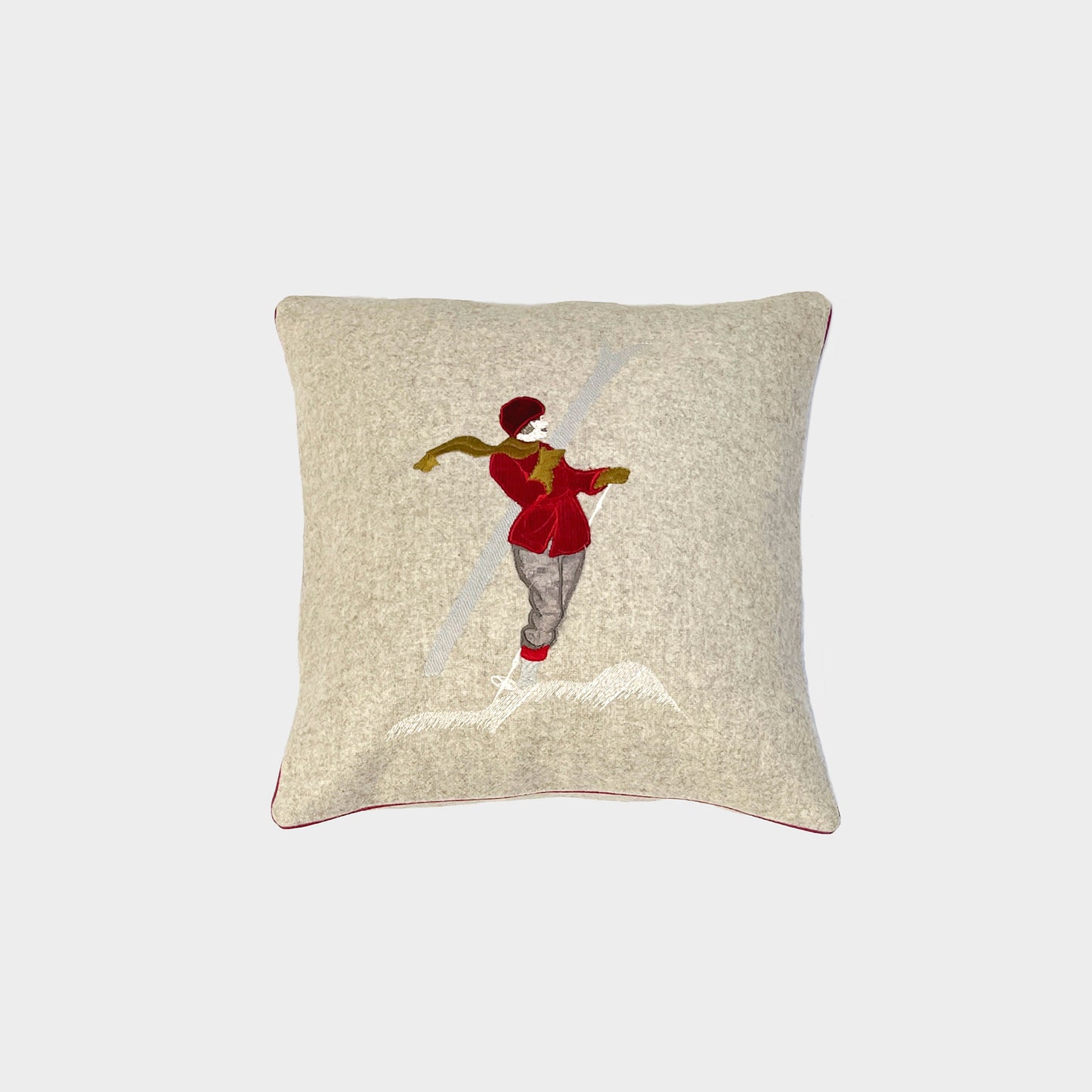 Coussin en laine mélangée avec broderie trampoline 