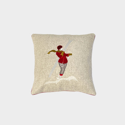 Coussin en laine mélangée avec broderie trampoline 