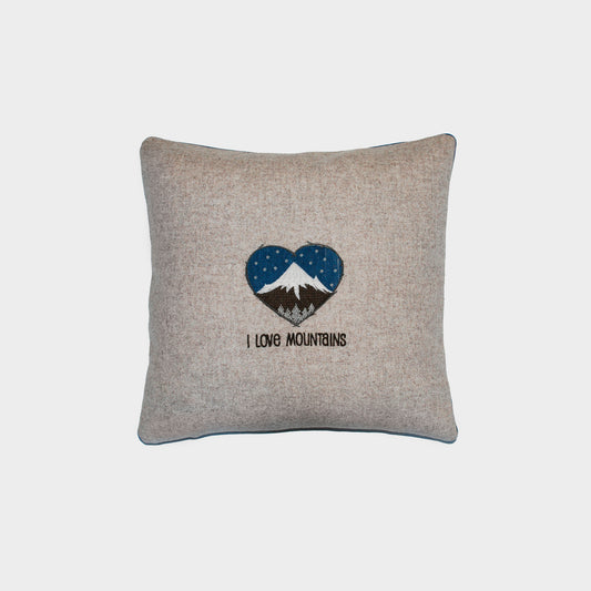 Melange wool heart cushion