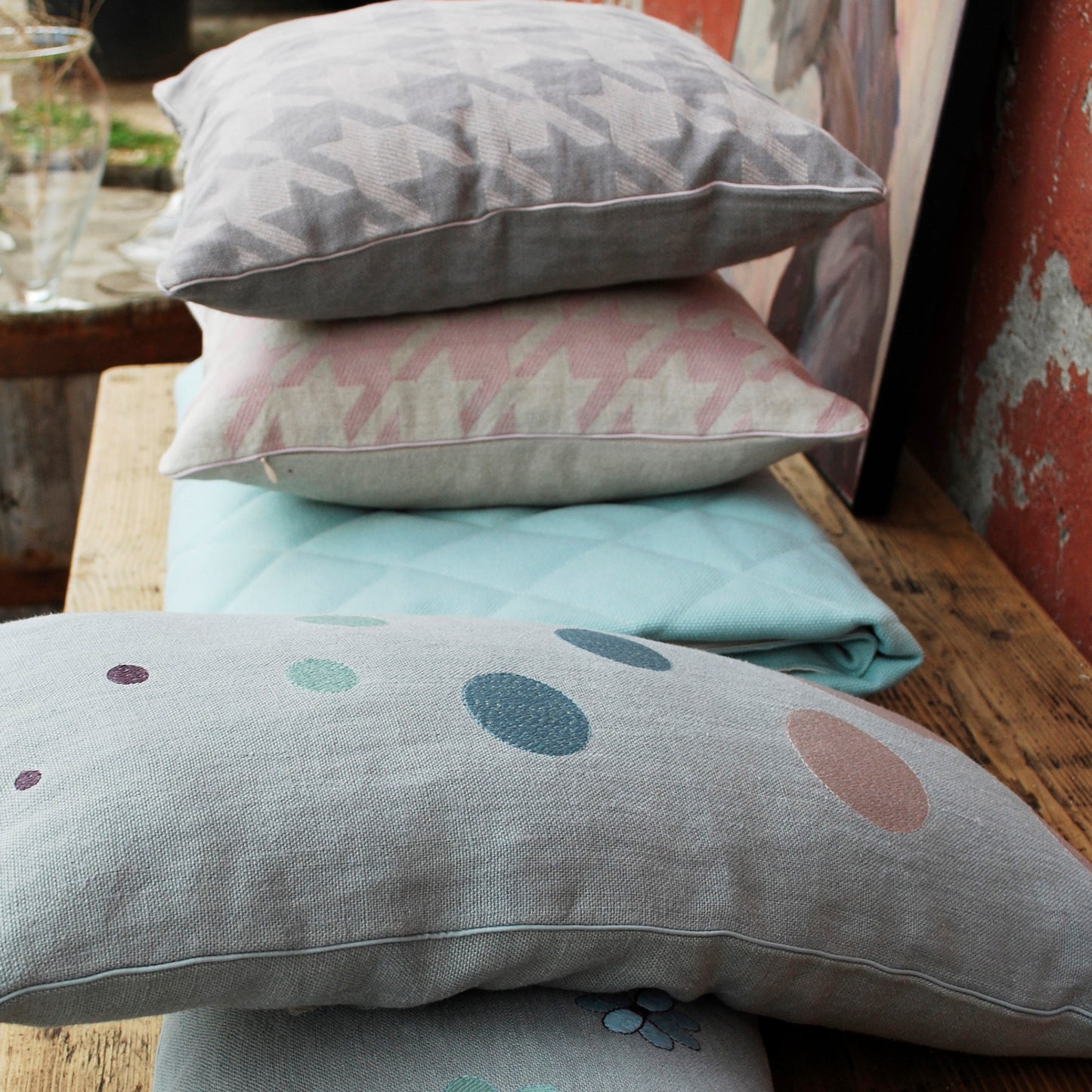 Cuscino Lino Panama Vintage pied de poule
