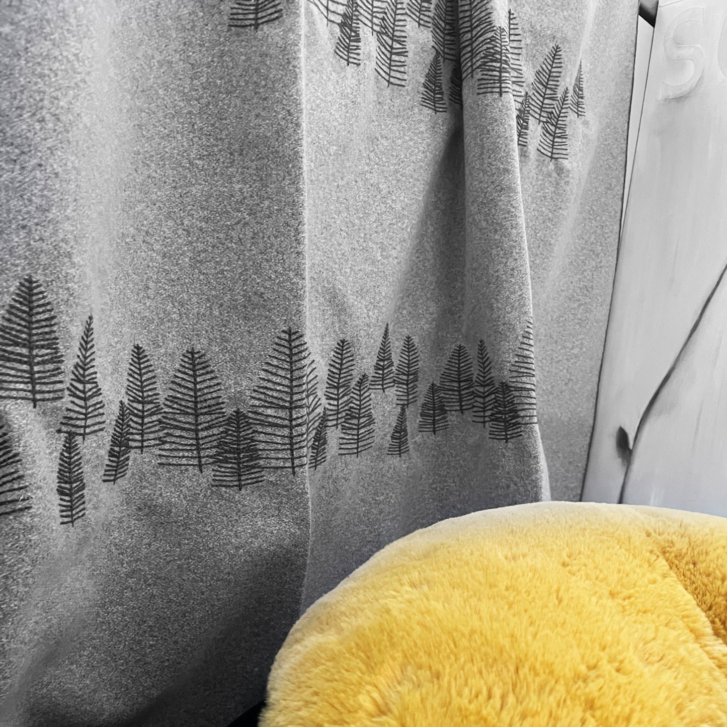 Pine forest melange wool curtain