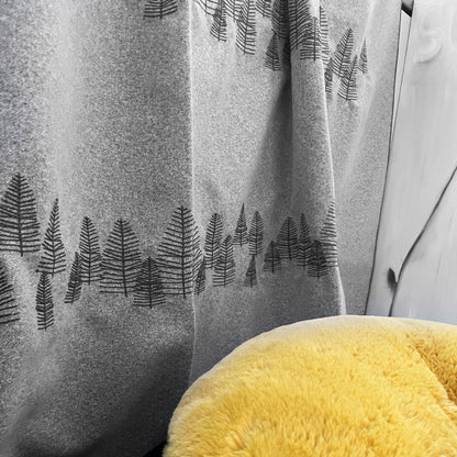 Pine forest melange wool curtain