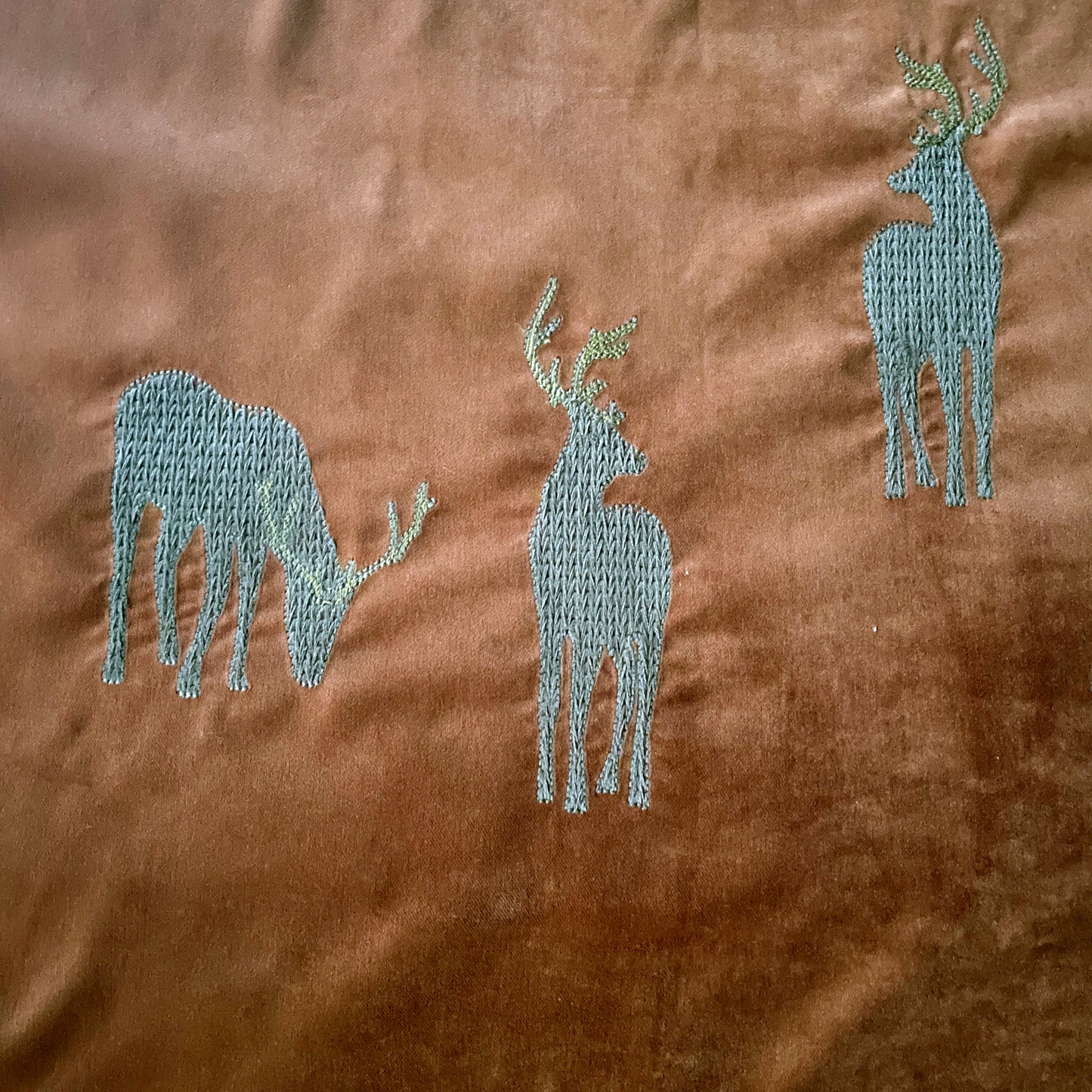 Velvet curtain with embroidery in the woods
