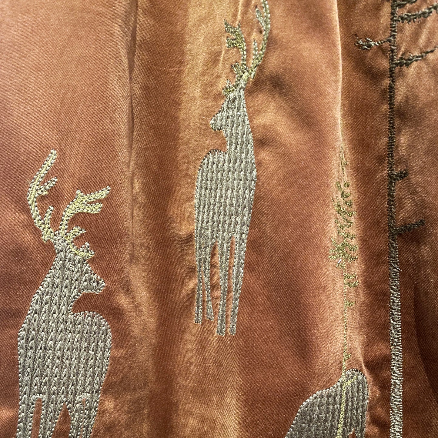 Velvet curtain with embroidery in the woods