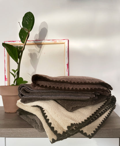 Wool edge towel set